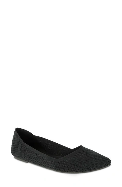 Shop Mia Kerri Pointed Toe Knit Flat In Black