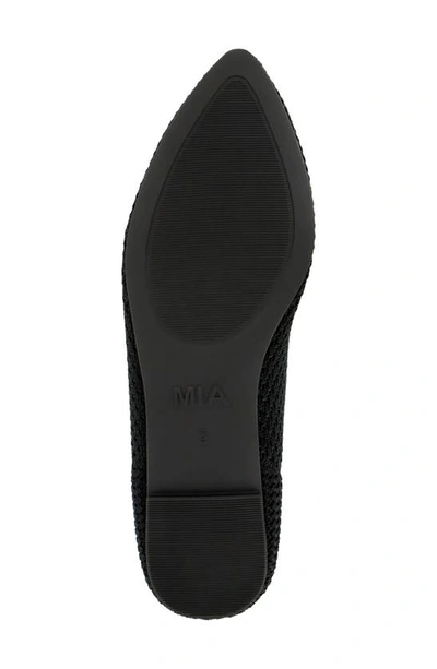 Shop Mia Kerri Pointed Toe Knit Flat In Black
