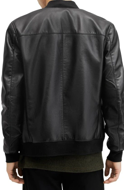 Shop Allsaints Kemble Bonded Leather Bomber Jacket In Black