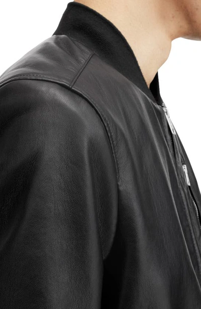 Shop Allsaints Kemble Bonded Leather Bomber Jacket In Black