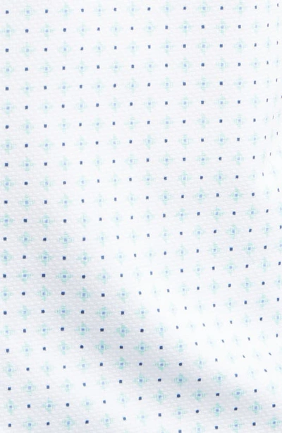 Shop Mizzen + Main Halyard Neat Short Sleeve Performance Knit Button-up Shirt In White/ Blue