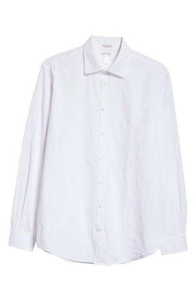 Shop Massimo Alba Genova Regular Fit Jacquard Cotton Button-up Shirt In Bianco