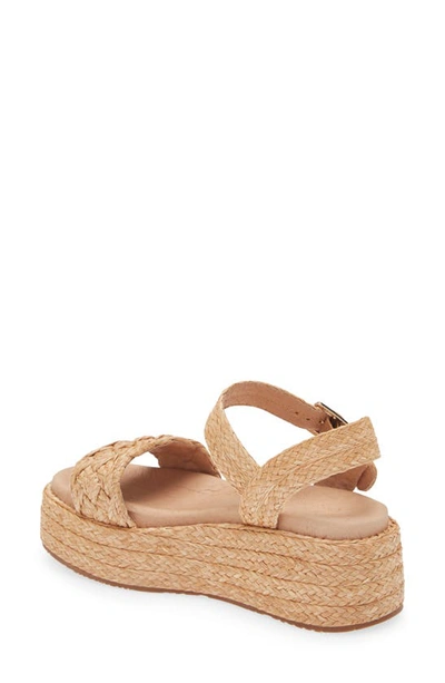 Chocolat Blu Lacy Platform Wedge Sandal In Toast Raffia