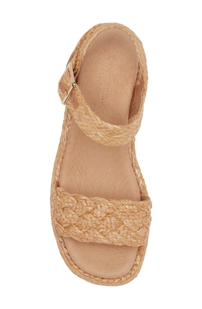 Chocolat Blu Lacy Platform Wedge Sandal In Toast Raffia