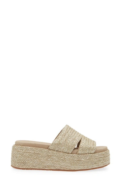 Shop Chocolat Blu Larra Platform Slide Sandal In Smoke Raffia