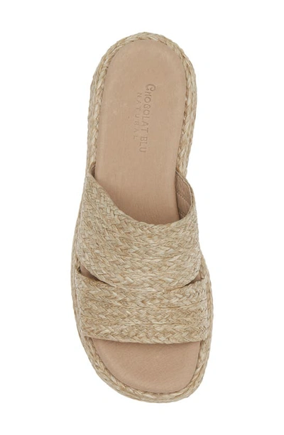 Chocolat Blu Larra Platform Slide Sandal In Smoke Raffia