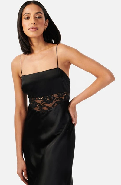Shop Cami Nyc Zelda Lace Panel Satin Gown In Black