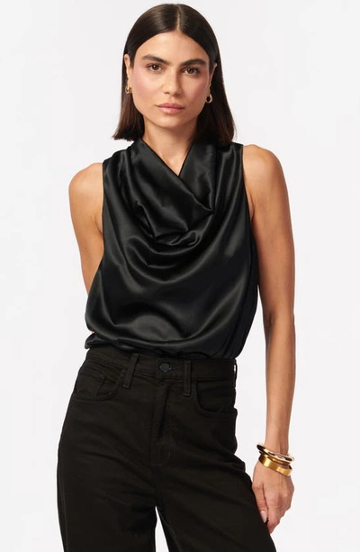 Shop Cami Nyc Noreen Draped Silk Bodysuit In Black