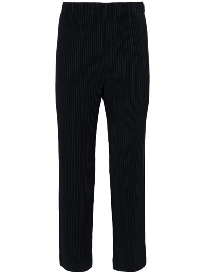 Shop Issey Miyake Blue Tapered Plissé Trousers In Blau