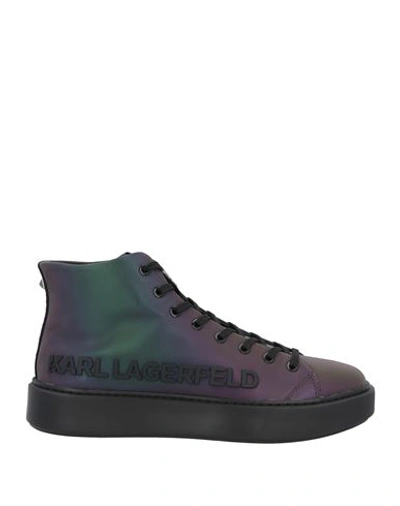 Shop Karl Lagerfeld Man Sneakers Purple Size 9 Leather