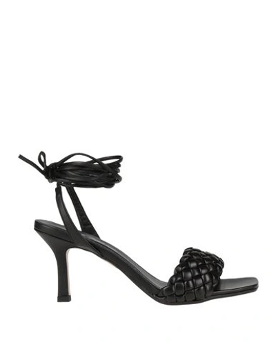 Shop Paolo Mattei Woman Sandals Black Size 8 Textile Fibers