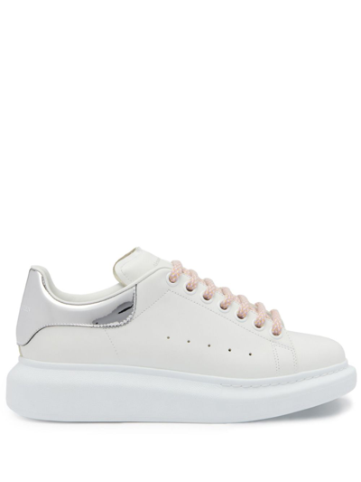 Shop Alexander Mcqueen White Oversized Leather Sneakers In Weiss