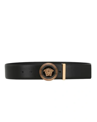 Shop Versace Enamel Medusa Leather Belt Man Belt Black Size 39.5 Calfskin