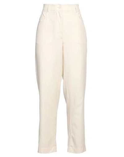 Momoní Woman Pants Cream Size 8 Lyocell, Polyester In White