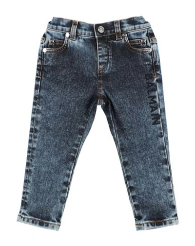 Shop Balmain Newborn Boy Jeans Blue Size 3 Cotton, Elastane