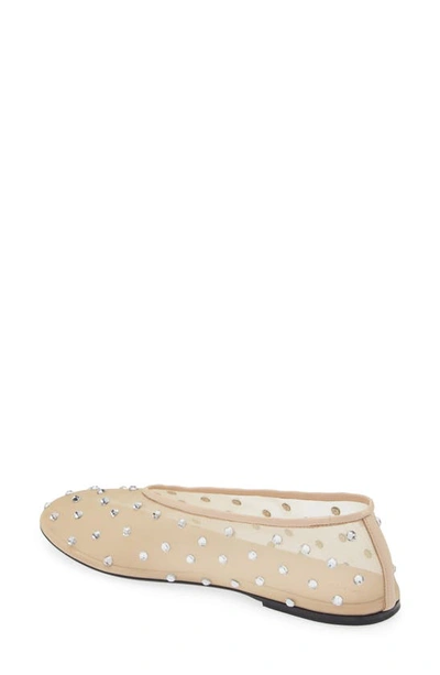 Khaite Marcy Crystal-embellished Mesh Ballet Flats In Light Nude