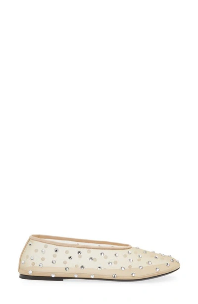 Khaite Marcy Crystal-embellished Mesh Ballet Flats In Light Nude