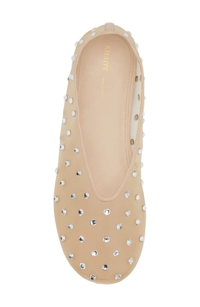 Khaite Marcy Crystal-embellished Mesh Ballet Flats In Light Nude