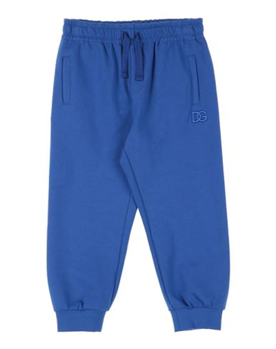 Shop Dolce & Gabbana Toddler Boy Pants Bright Blue Size 4 Cotton, Elastane