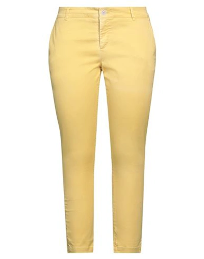 Shop Siviglia Woman Cropped Pants Ocher Size 27 Cotton, Elastane In Yellow