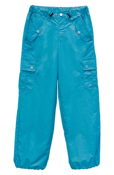 Shop Tractr Kids' Parachute Cargo Pants In Turquoise