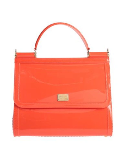 Shop Dolce & Gabbana Woman Handbag Orange Size - Pvc - Polyvinyl Chloride, Cotton, Calfskin, Lambskin