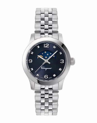 Shop Ferragamo Duo Moonphase Bracelet Watch Woman Wrist Watch Silver Size - Stainless Steel