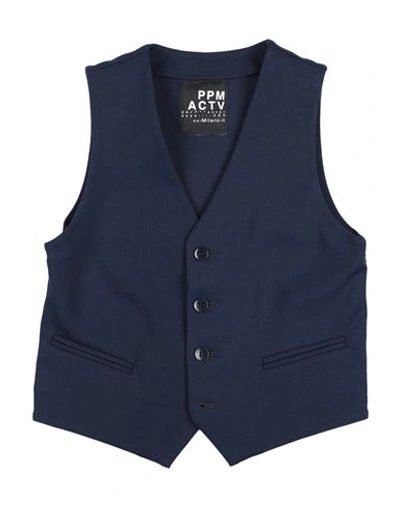 Shop Paolo Pecora Toddler Boy Tailored Vest Midnight Blue Size 6 Viscose, Polyamide, Elastane