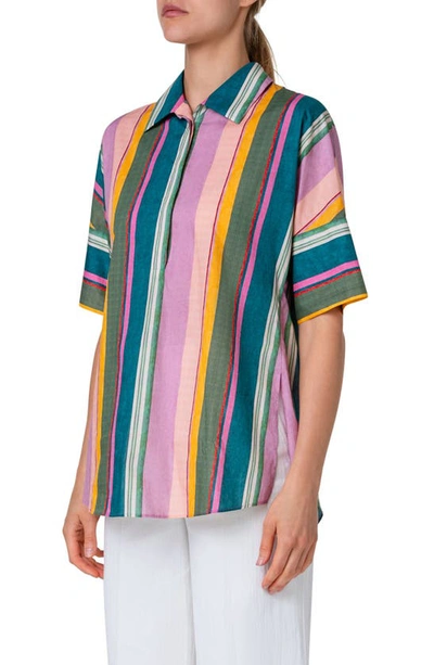 Shop Akris Punto Stripe Dolman Sleeve Shirt In Sun-multicolor