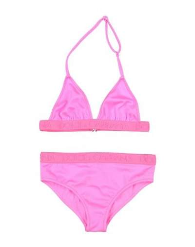 Shop Dolce & Gabbana Toddler Girl Bikini Fuchsia Size 4 Polyamide, Elastane In Pink