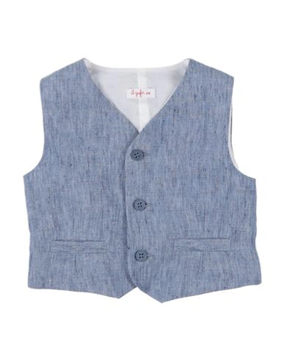 Shop Il Gufo Newborn Boy Tailored Vest Blue Size 3 Linen
