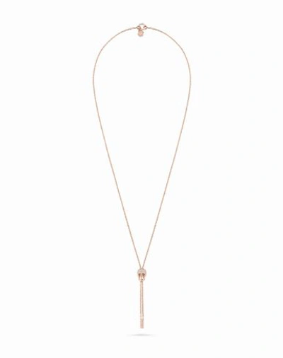 Shop Philipp Plein Sliding $kull Crystal Cable Chain Necklace Woman Necklace Rose Gold Size - Stainless S