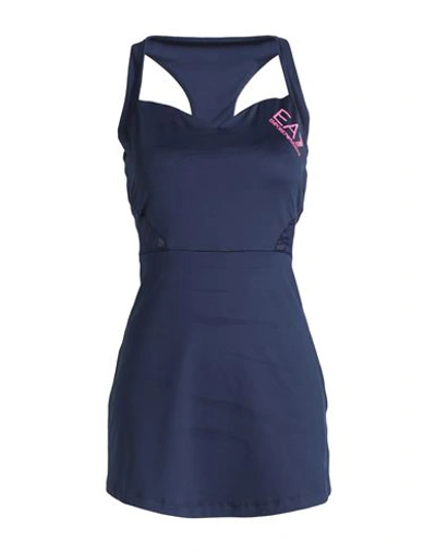 Shop Ea7 Woman Mini Dress Navy Blue Size Xxl Polyester, Elastane