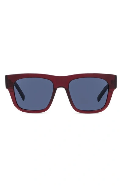 Shop Givenchy 52mm Polarized Square Sunglasses In Shiny Bordeaux / Blue