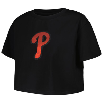 Shop Pro Standard Black Philadelphia Phillies Painted Sky Boxy Cropped T-shirt