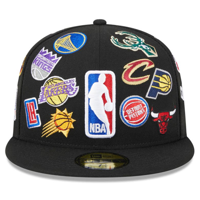Shop New Era Black  Allover Logos 59fifty Fitted Hat