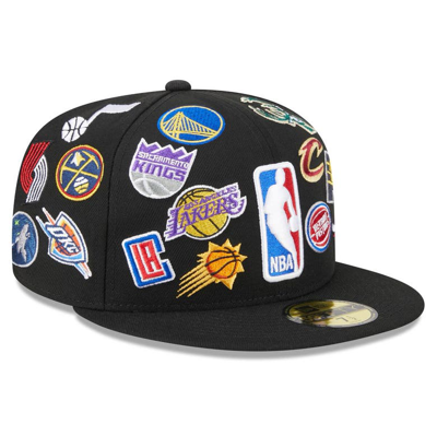 Shop New Era Black  Allover Logos 59fifty Fitted Hat