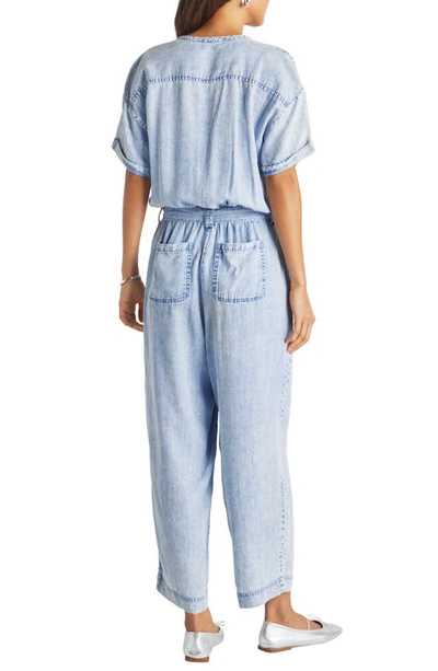 Shop Splendid Ray Chambray Jumpsuit In Bleached Indigo