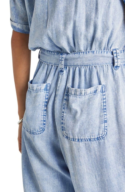 Shop Splendid Ray Chambray Jumpsuit In Bleached Indigo