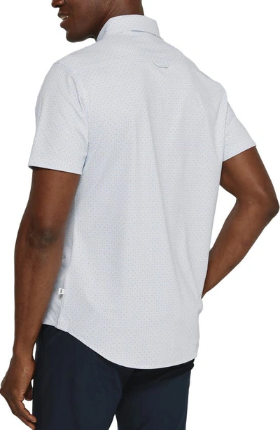Shop 7 Diamonds Cassian Geometric Print Short Sleeve Performance Button-up Shirt In Light Blue