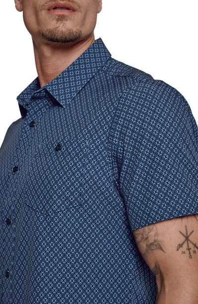 Shop 7 Diamonds Alonzo Dot Print Short Sleeve Performance Button-up Shirt In Navy