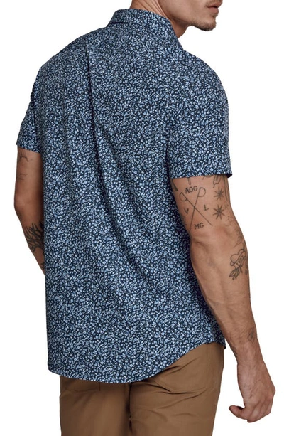 Shop 7 Diamonds Griffin Floral Short Sleeve Performance Button-up Shirt In Navy