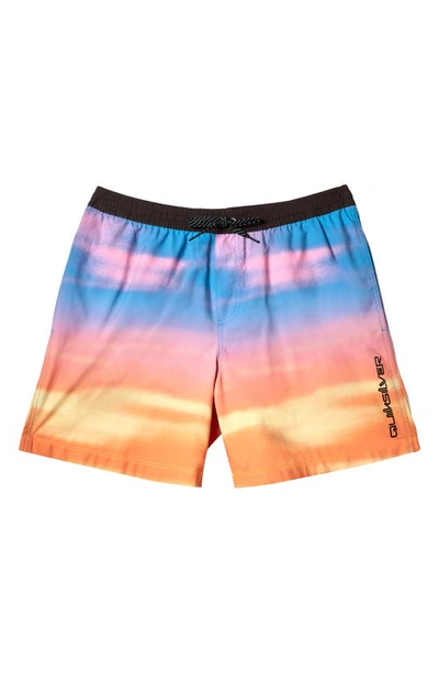 Shop Quiksilver Kids' Everyday Fade Volley Swim Trunks In Swedish Blue