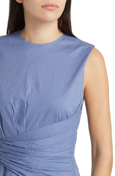 Shop Frame Ruched Sleeveless Cotton Midi Dress In Coastal Blue