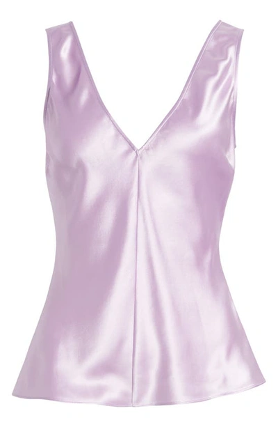 Shop Frame Double V-neck Silk Tank In Lilac
