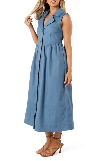 Shop Petal And Pup Petal & Pup Sonja Sleeveless A-line Dress In Steel Blue
