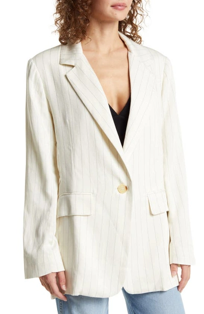 Shop Free People Crosby Pinstripe Menswear Blazer In Ivory Combo