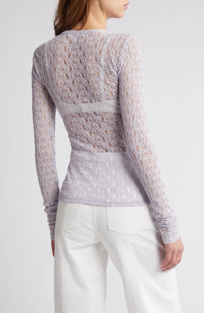 Shop Frame Sheer Stretch Lace Top In Lilac