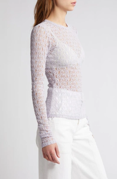 Shop Frame Sheer Stretch Lace Top In Lilac