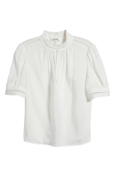 Shop Frame Lace Trim Puff Sleeve Linen Blend Top In White